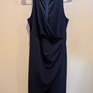 Chic Asymmetrical Navy Dress
